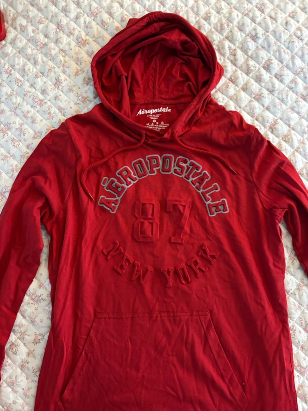 Aeropostale Red Pullover Hoodie with Embroidered Logo